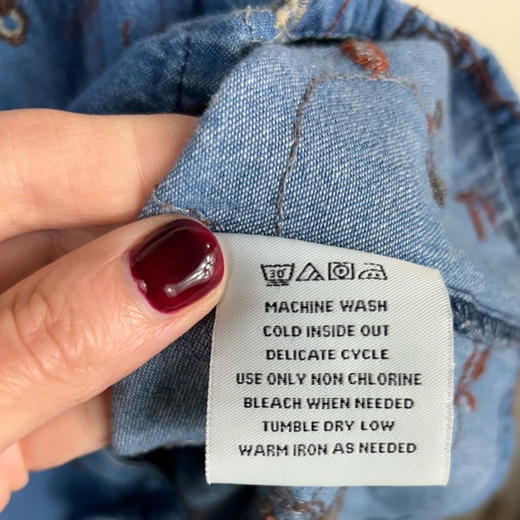 VTG Western Ms. Lee Whimsical Embroidered Top Women's XL Blue Floral Cottagecore - Picture 8 of 11